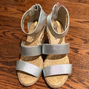 MICHAEL Michael Kors Silver Cork Wedge Sandals